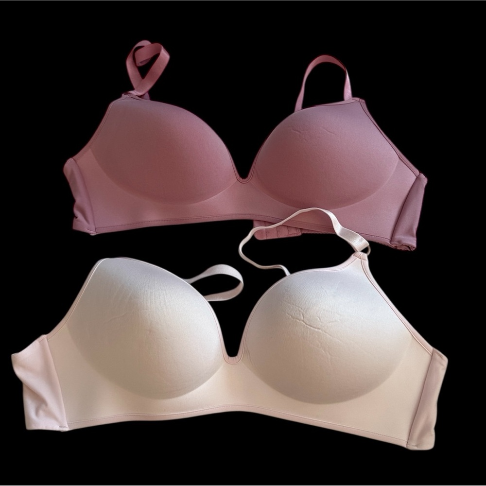 Prima Valentina Elegant Pink and White Women's Wireless Bra Set